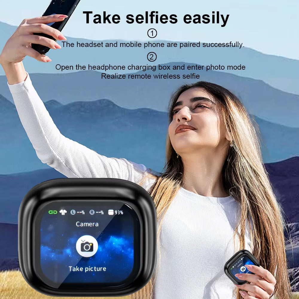 Original TWS Wireless Bluetooth Earphones Earbuds Smart LCD Touch Screen with APP Hifi Stereo Sound Headphones HD Call