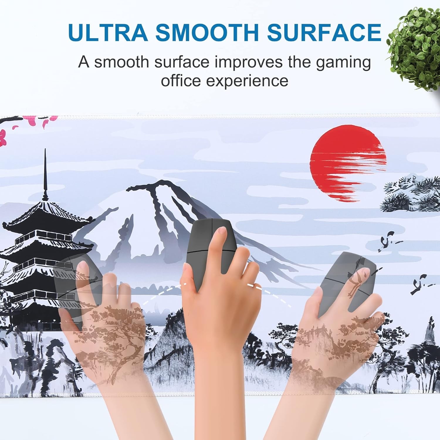 DKFVUA Japanese Cherry Blossom Large Mouse Pad, Desk Mat with Non-Slip Rubber Base Waterproof Keyboard Gaming Mousepad Large Desk Pad for Computers, Laptop,Gaming,Office & Home (31.3X11.8 Inches)
